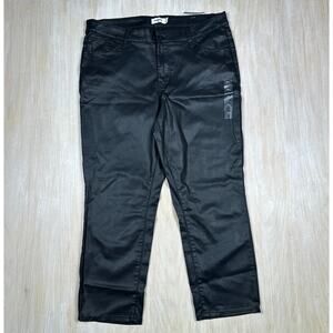 NWT Edgely Black Coated Ankle Slim Straight High Rise Stretch Pants 18W Regular